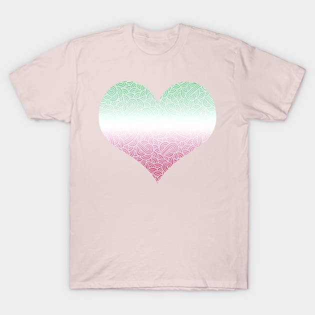 Ombré abrosexual colours swirls doodles heart T-Shirt by Savousepate